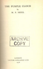 The Purple Cloud by M. P. Shiel (Reprint) Archive Copy