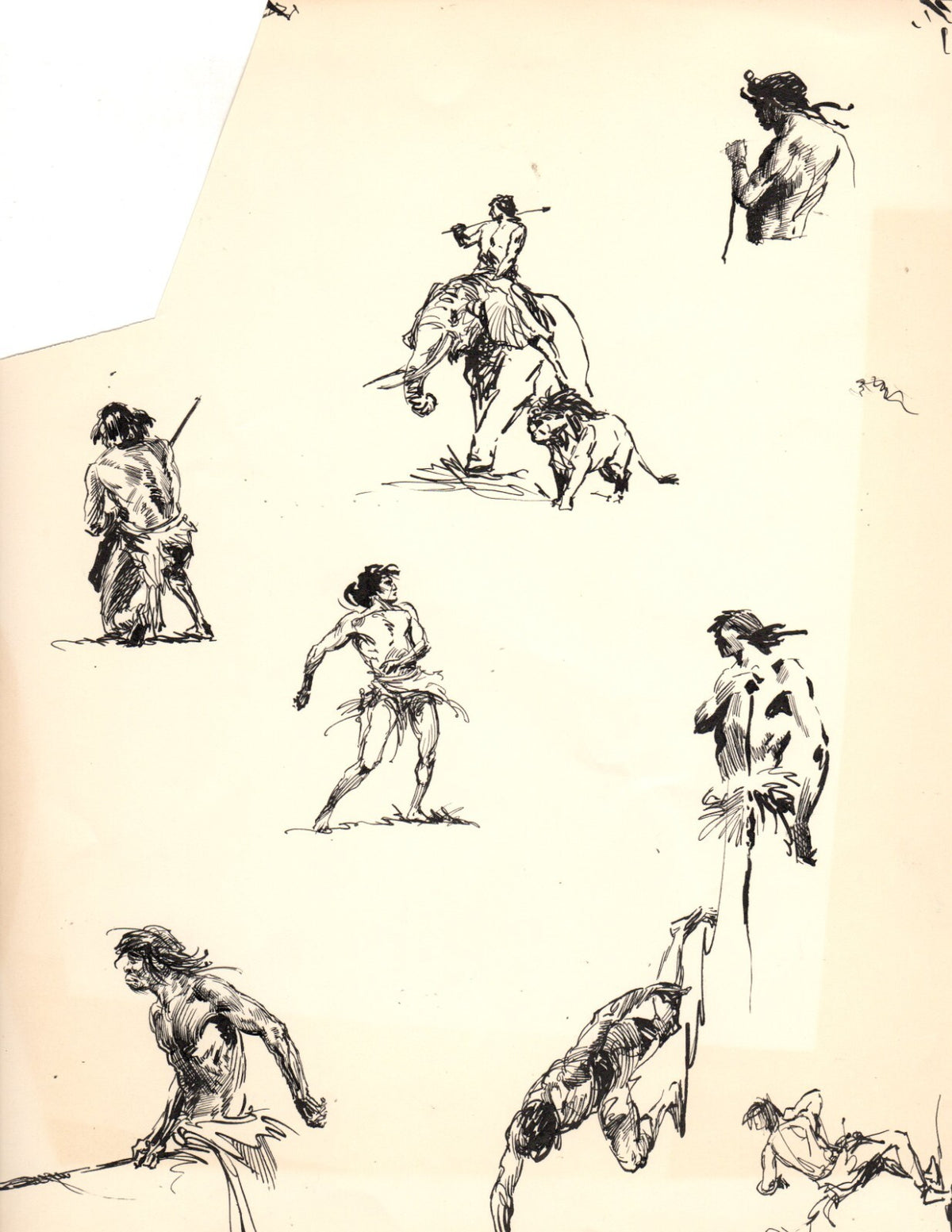 Roy G. Krenkel Original Art - (Studies of Tarzan) Ink circa 1960s