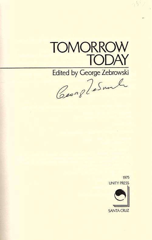 Tomorrow Today by George Zebrowski (First Printing) Signed