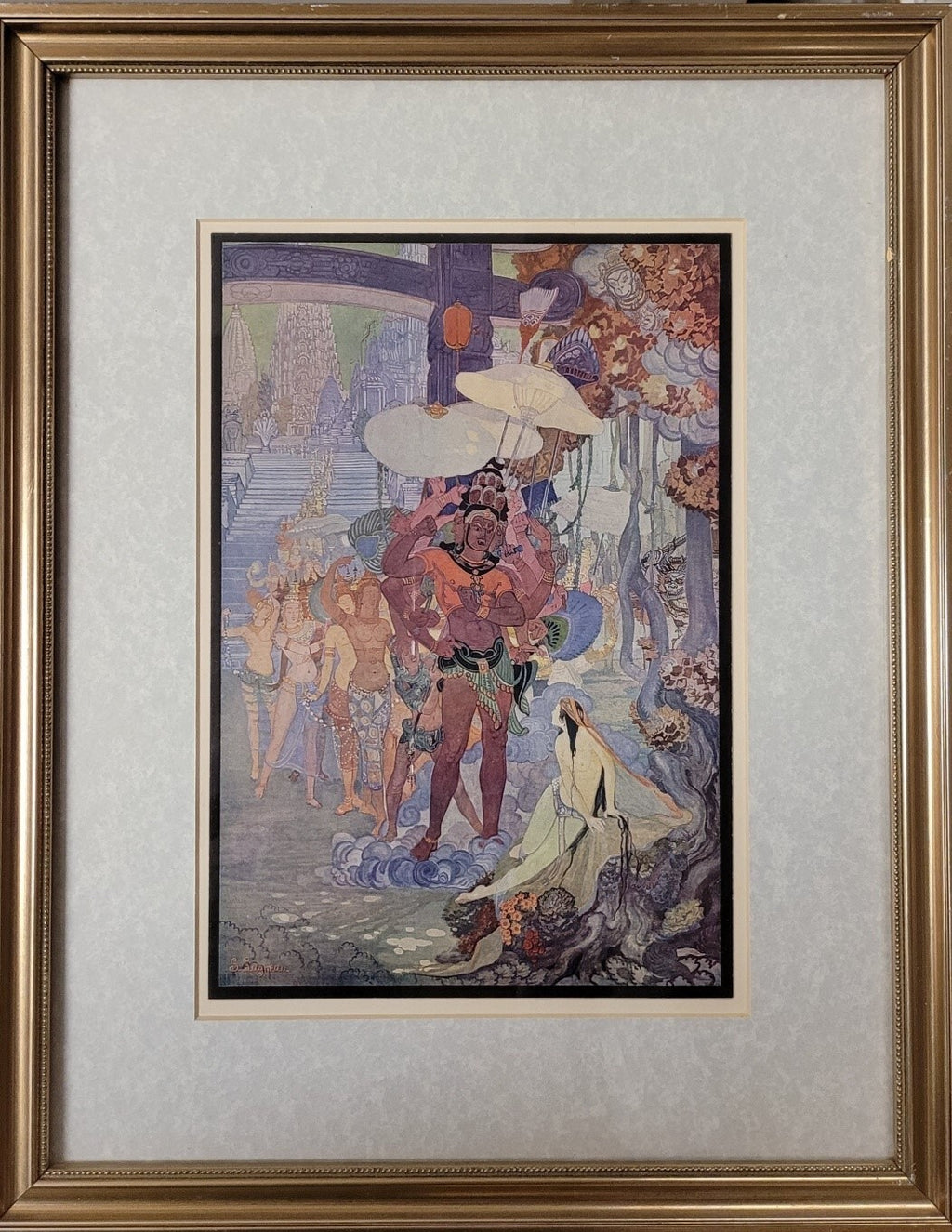 S. Sagineau ART PRINT Hindu Diety FANTASY ART Framed