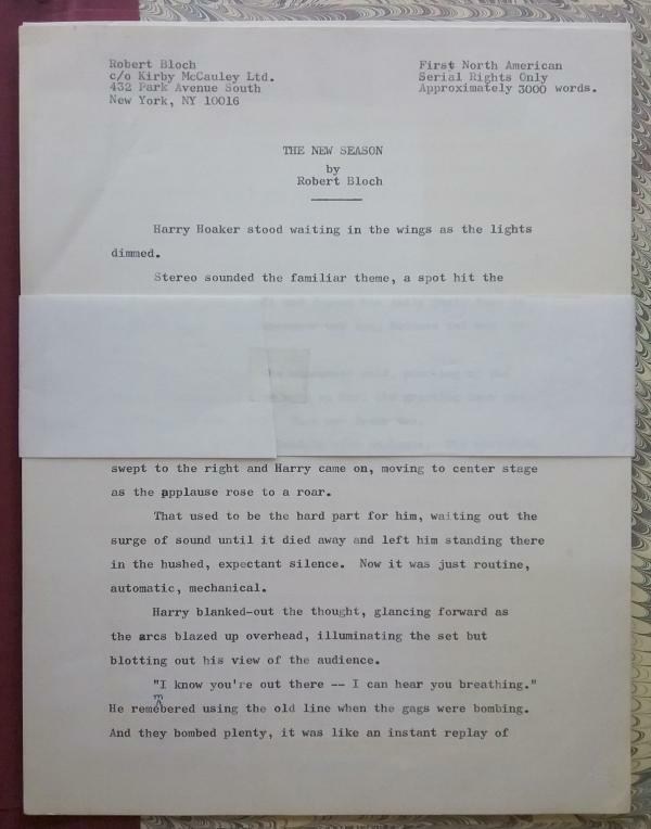 The New Season by Robert Bloch (Typescript Publisher copy) Portfolio
