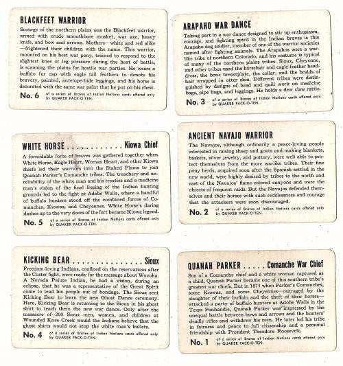 Complete Set of 18 Braves of Indian Nations Cards