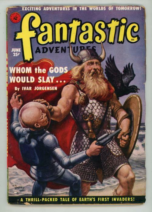 Fantastic Adventures Jun 1951 Funny Viking vs Alien Cvr