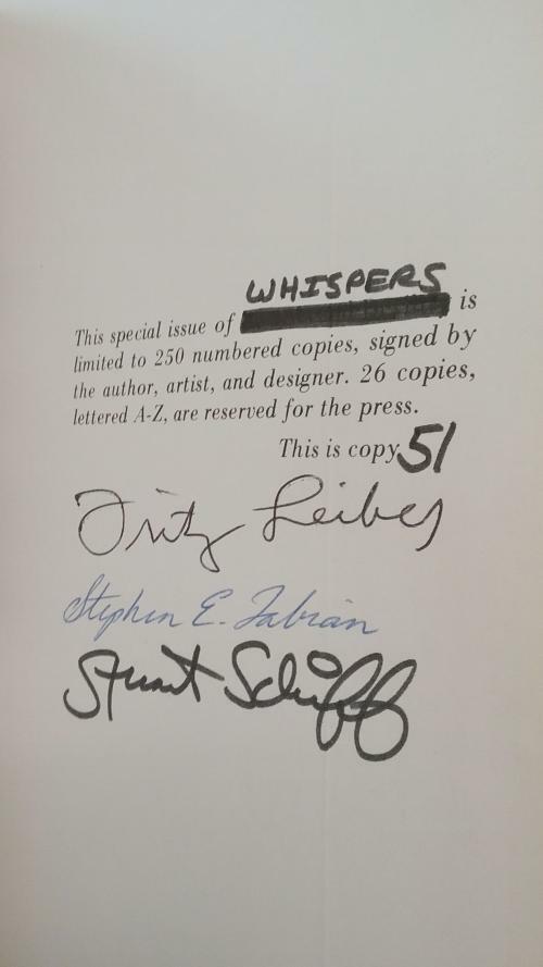 WHISPERS Volume 4 October 1979 Fritz Leiber (First Edition) LTD Signed