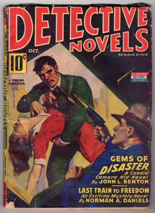 Detective Novels Oct 1943 Candid Camera Kid Unconscious damsel in distress cover
