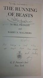 The Running of Beasts by Bill Pronzini (First Edition) Signed