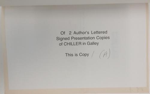 Chiller by Sterling Blake (First Edition) ARC Signed Author's Copy "A"