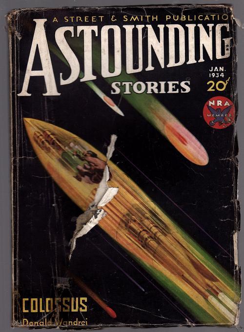 Astounding Jan 1934 Colossus Donald Wandrei Cvr, Williamson