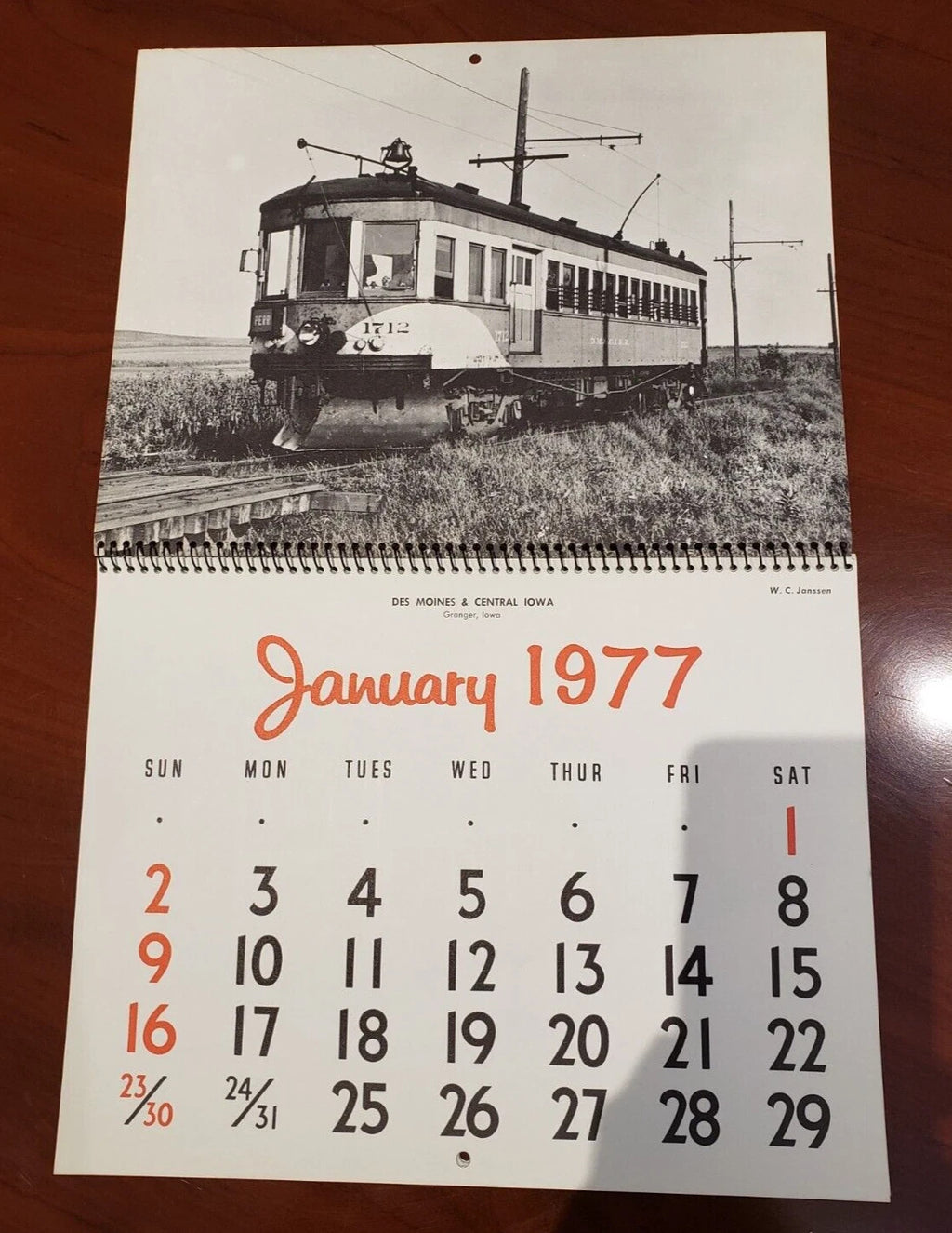 7 Vintage Electric Railroad Calendars, Golden West Books 1971, 1972, 1977, 1978