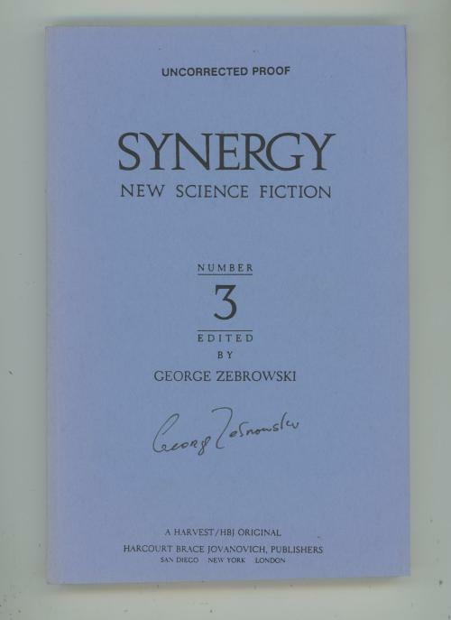 Synergy by George Zebrowski (editor) First Edition (Proof) Signed