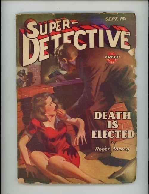 Super Detective Sep 1944 H.J. Ward GG Cover Art; "Death is Elected"