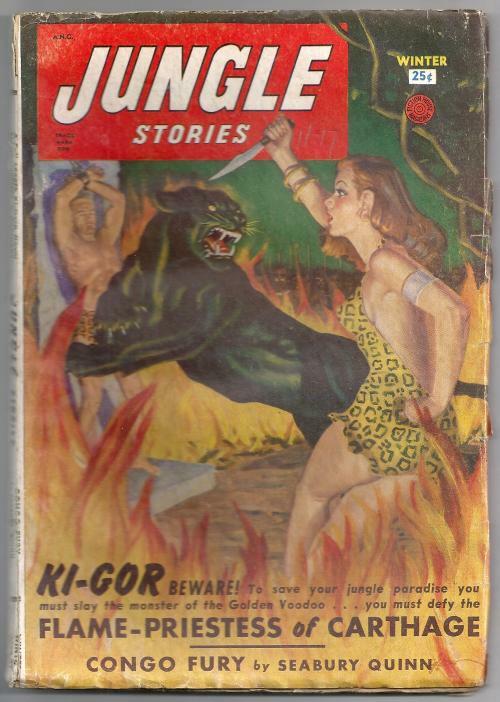 Jungle Stories Winter 1950 George Gross male Wild Cvr; Seabury Quinn; Drum...