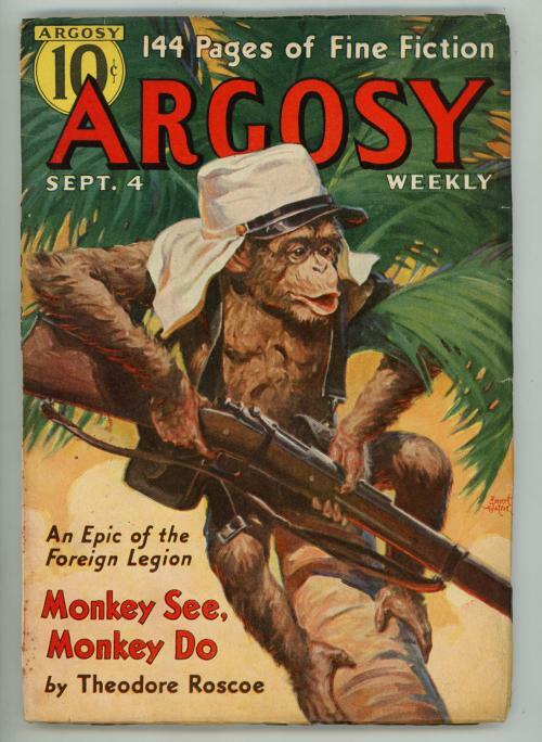 Argosy Sep 04, 1937 Luke Short - Monkey with gun Cover