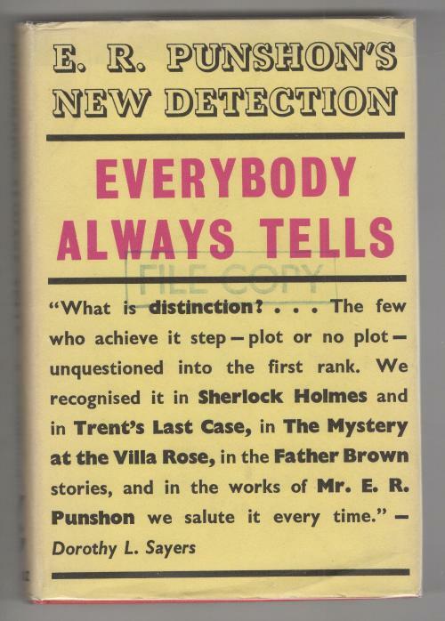 Everybody Always Tells by E. R. Punshon (First Edition) Gollancz File Copy