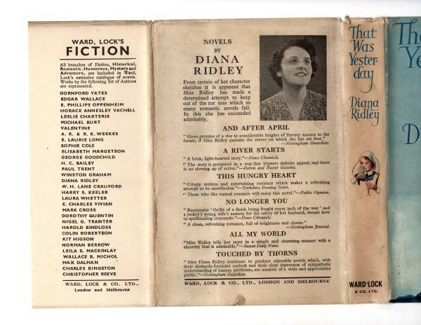 That Was Yesterday by Diana Ridley (First Edition) Ward Lock File Copy