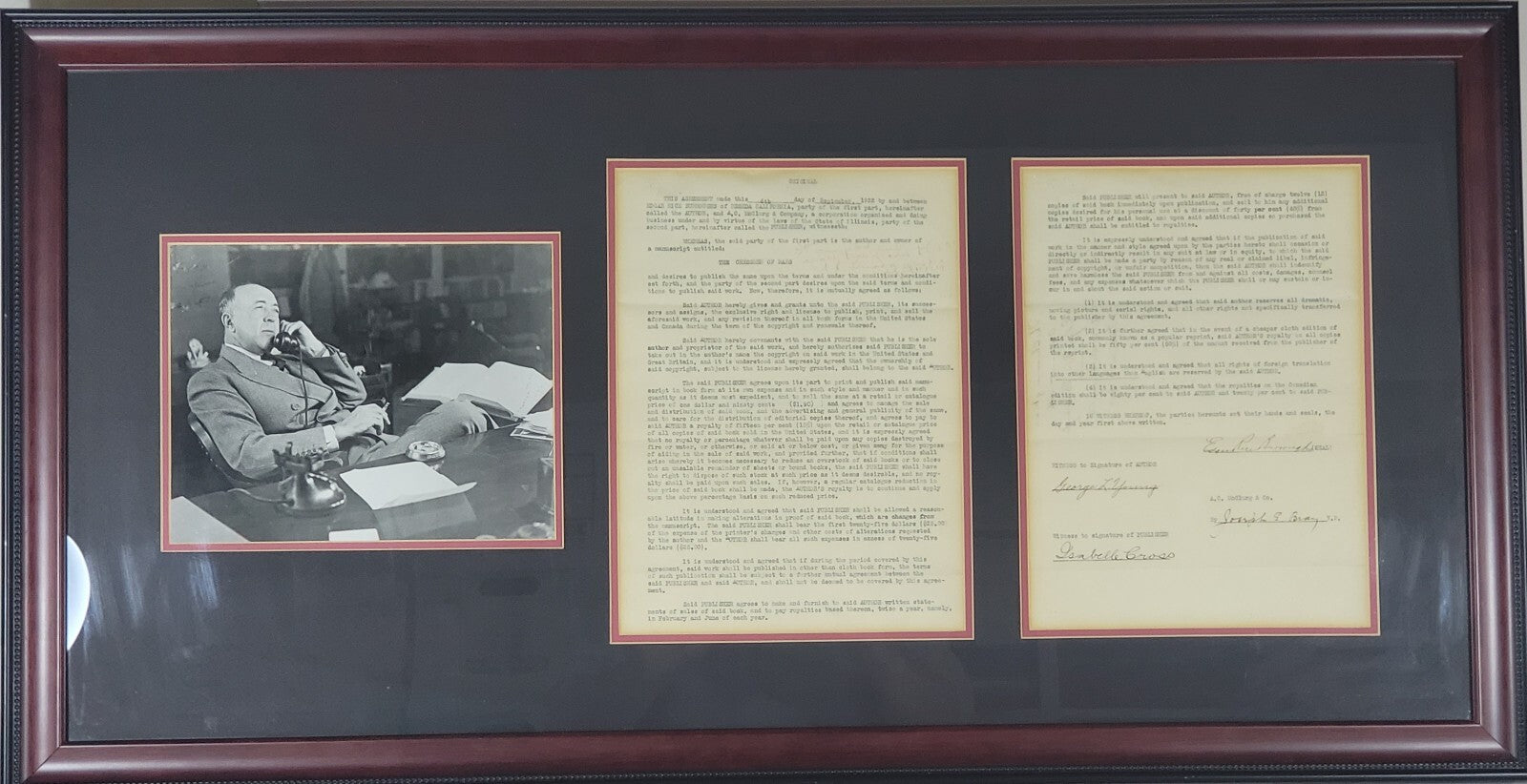 Edgar Rice Burroughs THE CHESSMEN OF MARS  Publishing Contract SIGNED 1922