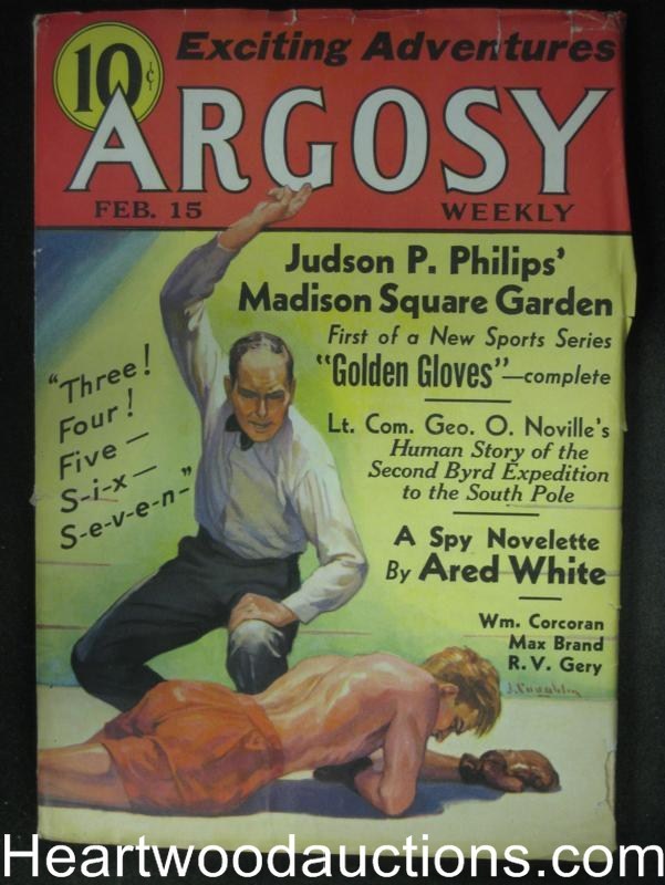 Argosy Feb 15, 1936 Boxing Knockout Cover, Max Brand - High Grade