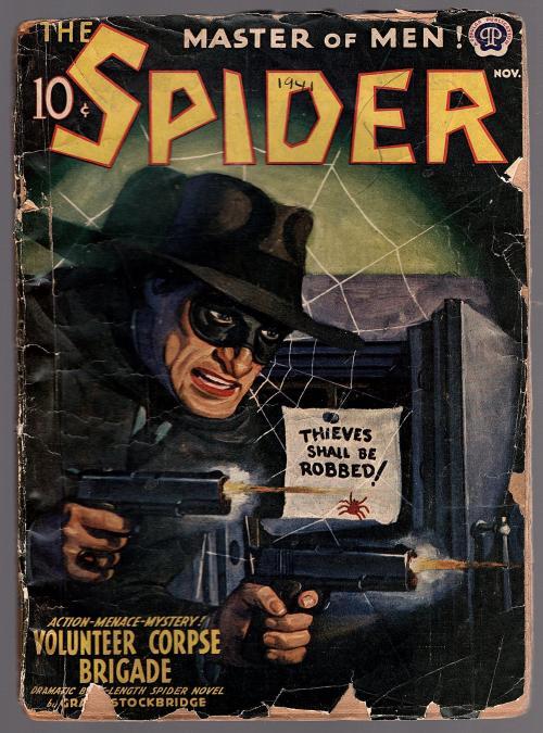 The Spider Nov 1941 DeSoto Cvr; classic Spider portrait; Ed Race - Pulp