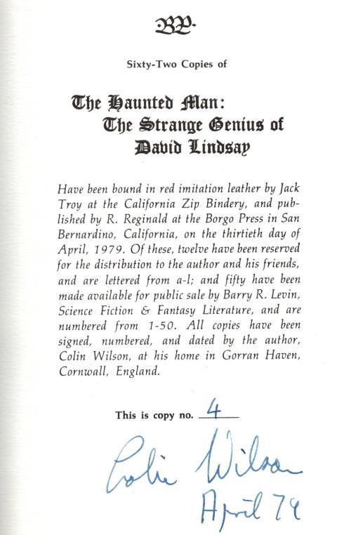 The Haunted Man: The Strange Genius of David Lindsay (Limited) Signed Copy #4