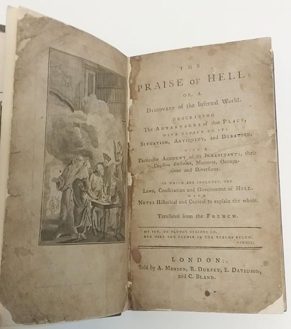 The Praise of Hell by Jean Frederic Bernard (ca 1775) Leather and Marbled Boards