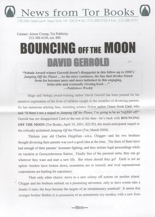 Bouncing off the Moon by David Gerrold (First Edition)