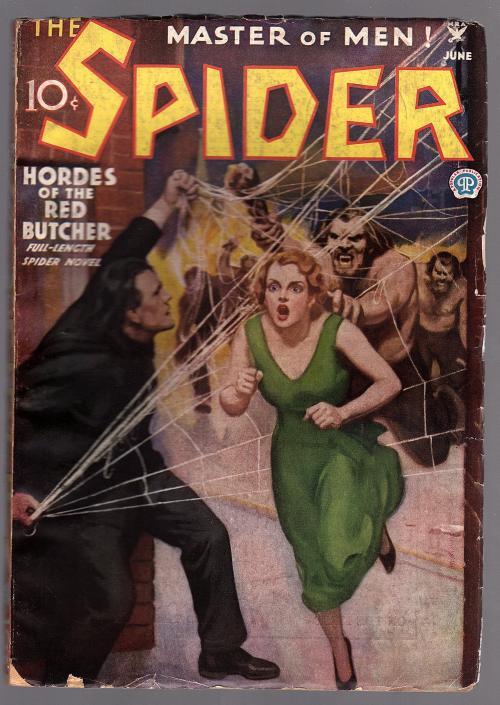 The Spider Jun 1935 John Howitt GGA Prehistoric beast-men Cvr - Pulp