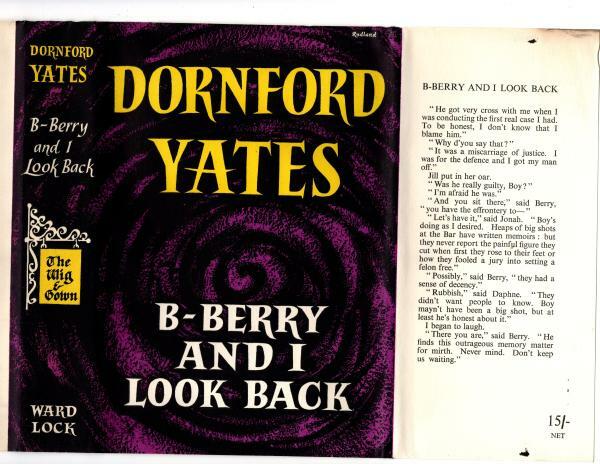 B-Berry And I Look Back by Dornford Yates (First Edition) File Copy