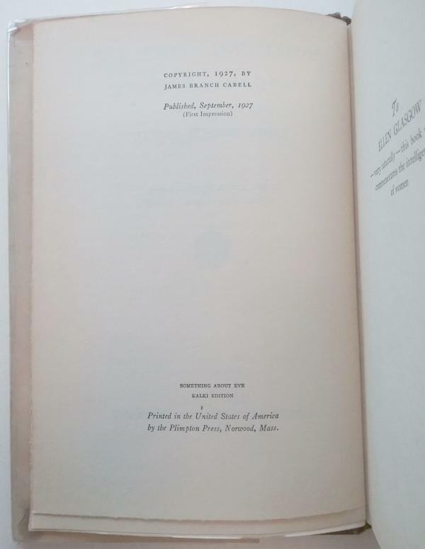 Something About Eve: A Comedy of Fig-Leaves by James Branch Cabell (First Edi...