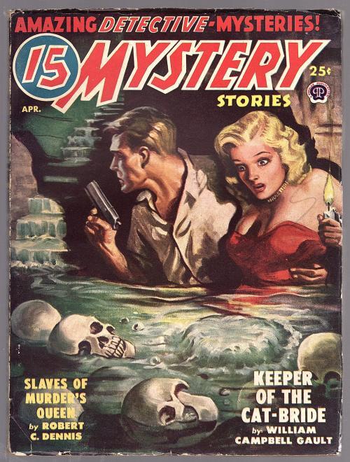 15 Mystery Stories Apr 1950 Busty GG Skeleton Cover Art - Pulp