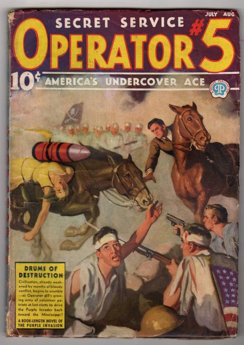 Operator #5 Jul-Aug 1937 Bound Cvr by J. Howitt Drums of Destruction - Pulp