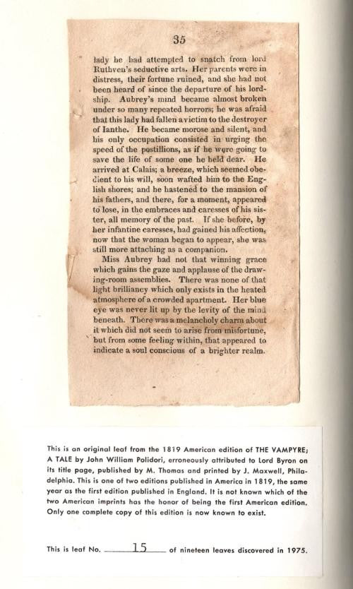 The Vampyre by John William Polidori (Limited Edition) Leaf #15/19