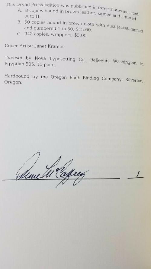 Habit Is an Old Horse by Anne McCaffrey (Signed, First Edition)