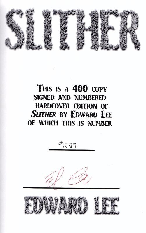 Slither by Edward Lee (Limited Edition) Signed