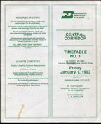 Burlington Northern Railroad Southern Corridor Timetable No.1