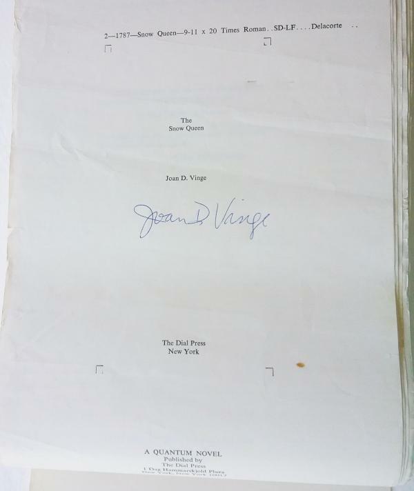 The Snow Queen (Long Unbound Galleys) by Joan D. Vinge Signed Hugo and Nebula...