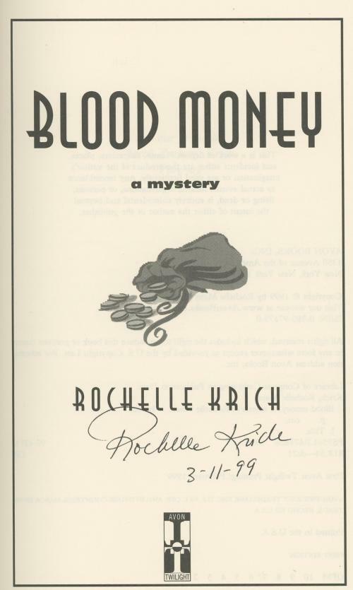 Blood Money by Rochelle Krich Signed