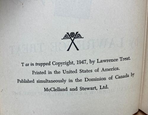 T as in Trapped by Lawrence Treat (First Edition)