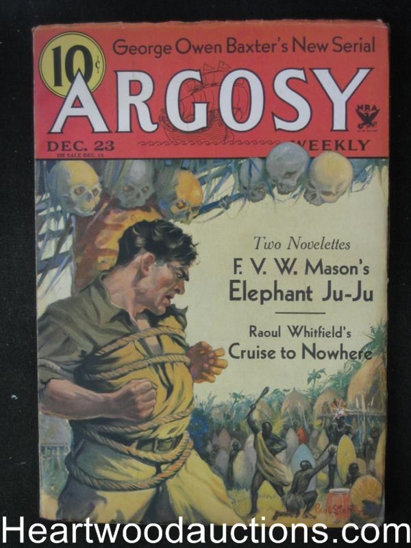 Argosy Dec 23, 1933 Raoul Whitfield, Kline  Outlaw of  Mars, Skulls Cvr - High G