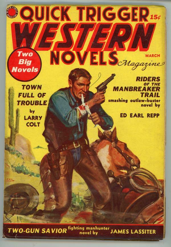 Quick Trigger Western Mar 1939 JW Scott Cover Art Pulp