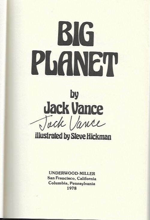 Big Planet by Jack Vance (First Edition) Signed