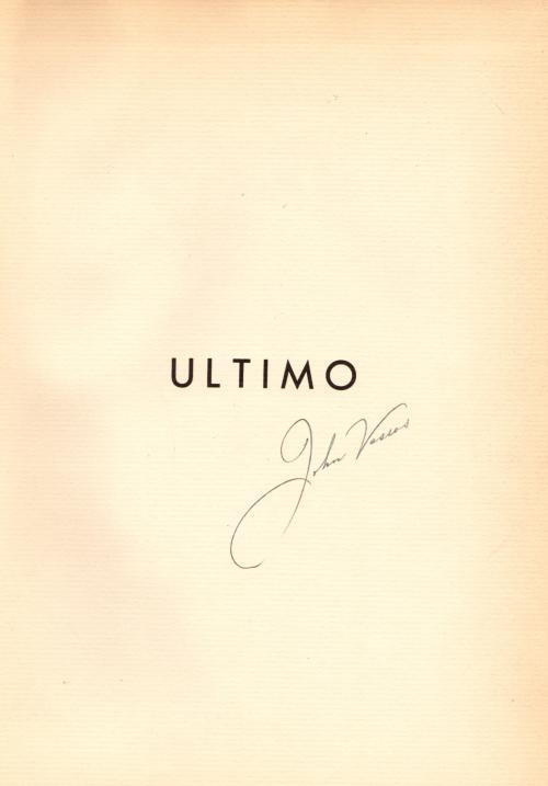 Ultimo by Ruth Vassos (First Edition) Signed