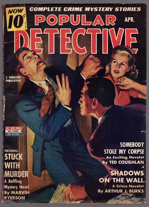 Popular Detective Apr 1943 GGA Cvr, Arthur Burks, Ted Coughlan - Pulp
