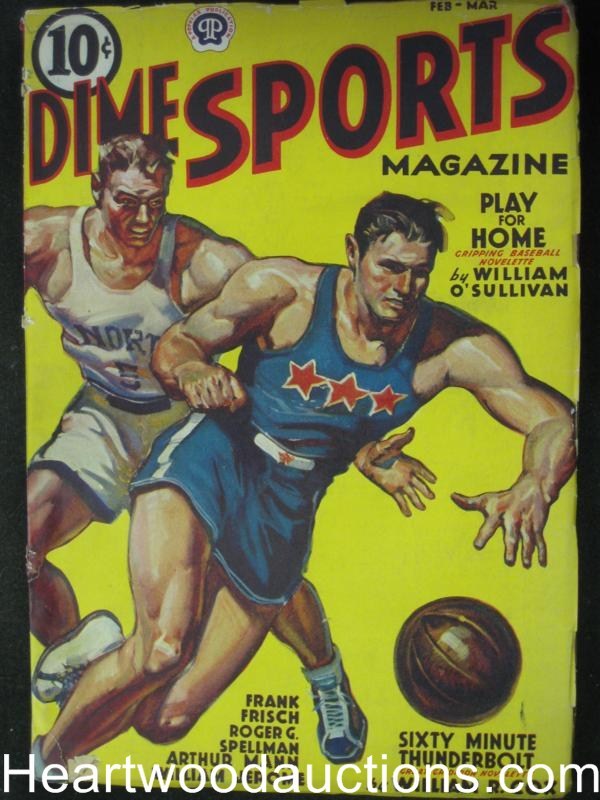 Dime Sports  Feb 1939  Basketball Cvr, Nelson Bond - High Grade