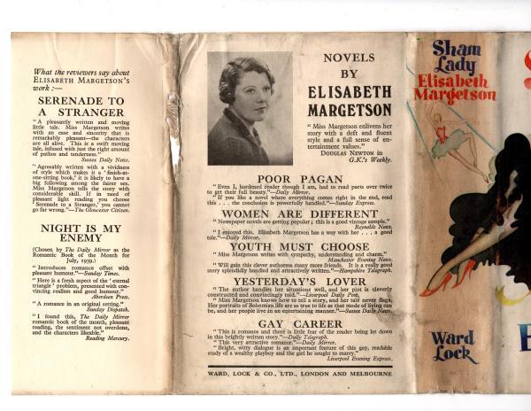 Sham Lady by Elisabeth Margetson (First Edition) Rare DJ Publisher's Copy