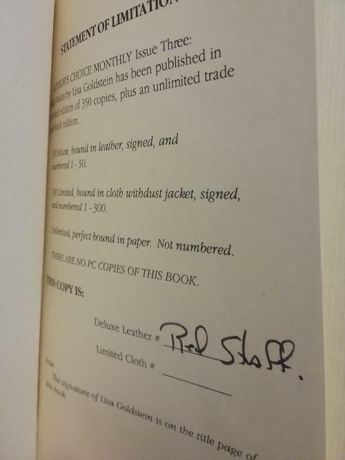 Author's Choice Monthly: Issue 3 by Lisa Goldstein (Limited) Red Staff Signed
