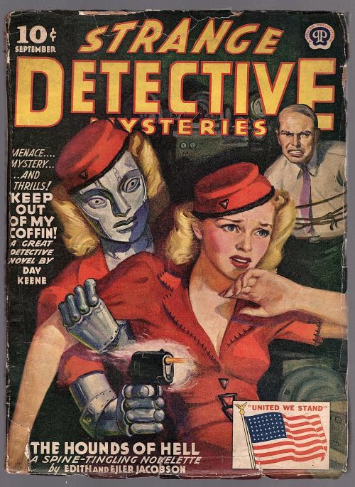 Strange Detective Mysteries September 1942 Bizarre robot Cvr - Pulp