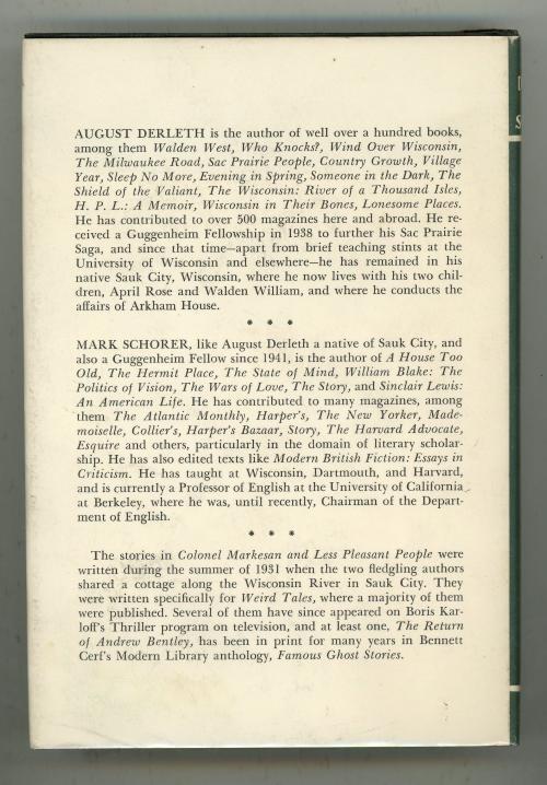 Colonel Markesan and Less Pleasant People by August Derleth (1st Edition)