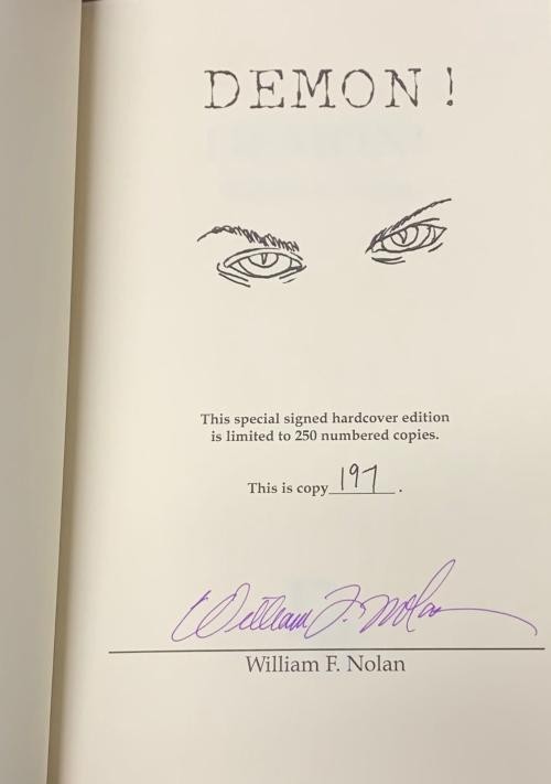 Demon! by William F. Nolan (First Edition) Limited Signed Copy#197