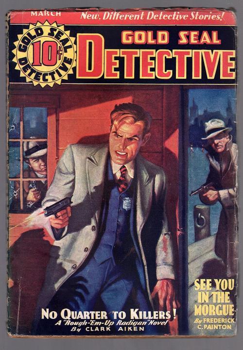 Gold Seal Detective March 1936 De Soto Gun Fight Cvr, Clark Aiken - Pulp