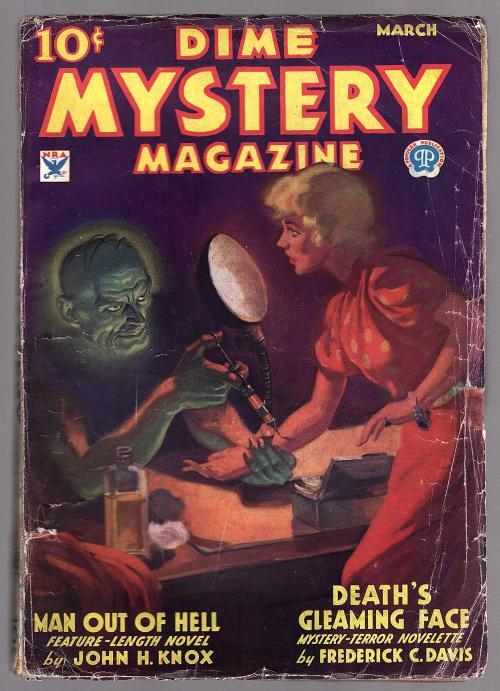 Dime Mystery Mar 1934 Baumhofer Bizarre hypo Cvr, Davis - Pulp